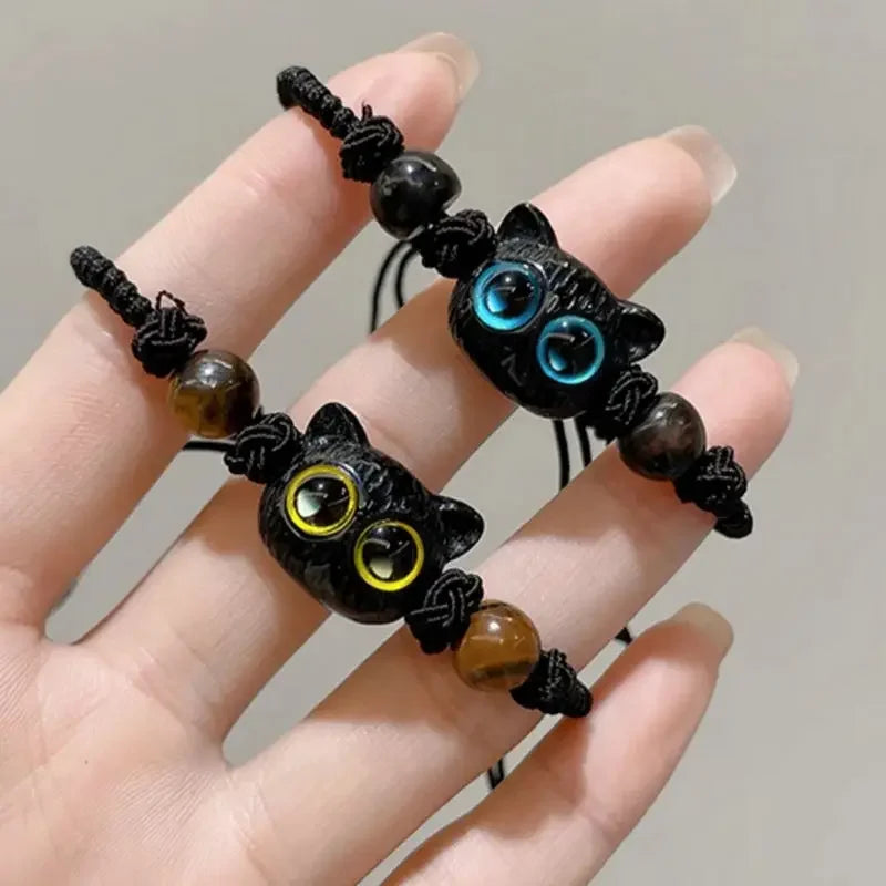 Adjustable Braided Big Eyes Cat Bracelet